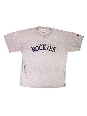 Vintage Colorado Rockies Nike Men Large Gray Short-Sleeve T-Shirt MLB Baseball